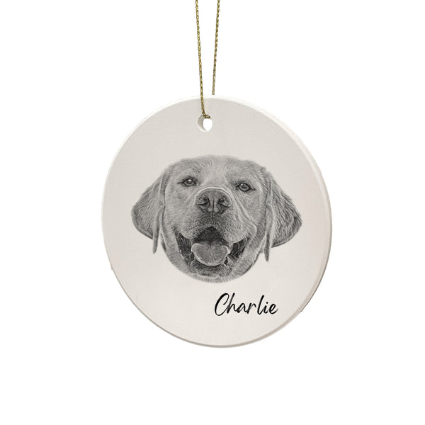 Custom Pet Face Ornament - Pen Art Style